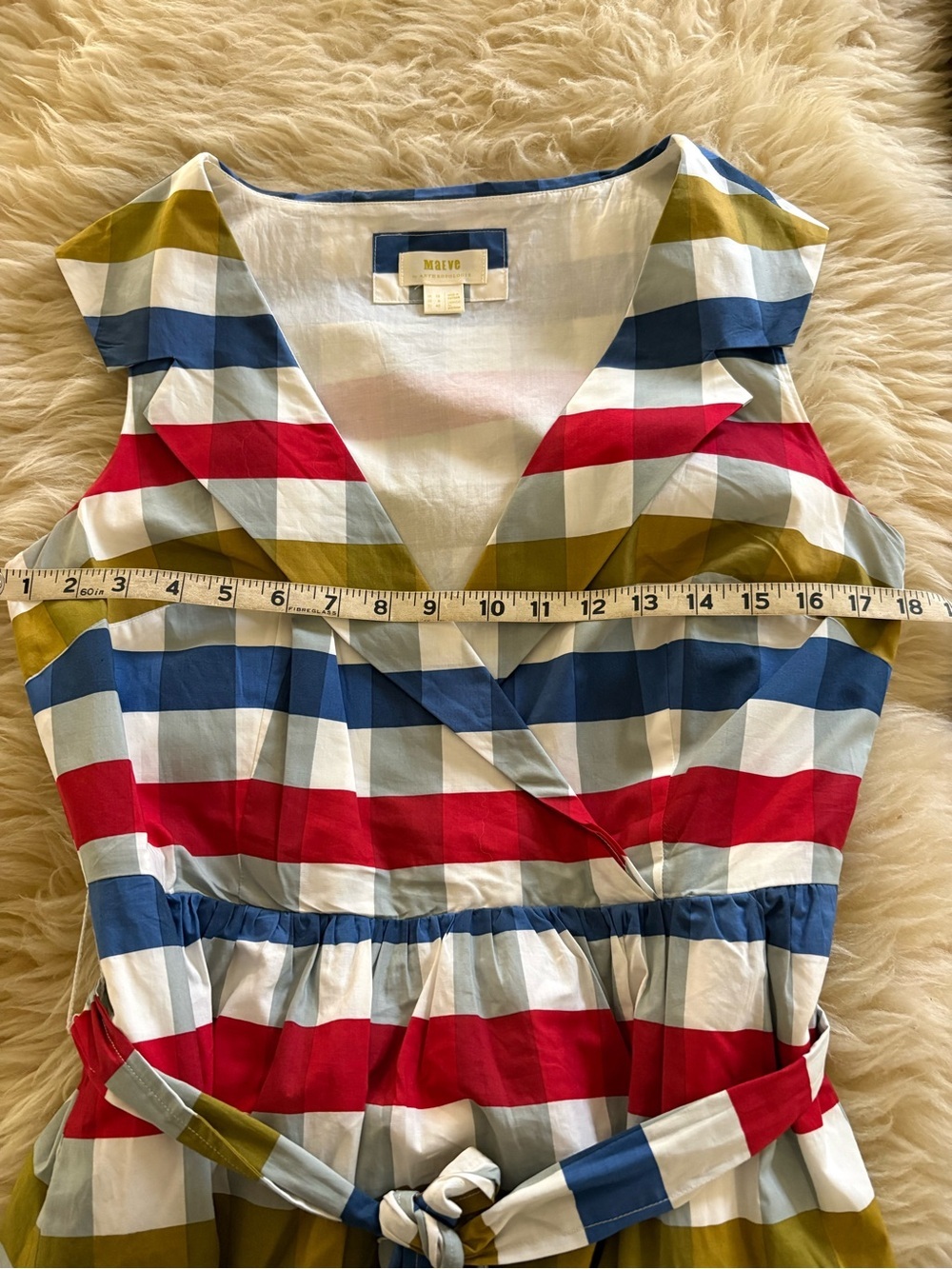 Anthropologie Maeve Cricket Club Plaid Fit-and-Flare Belted Sleeveless Dress - Picture 5 of 9